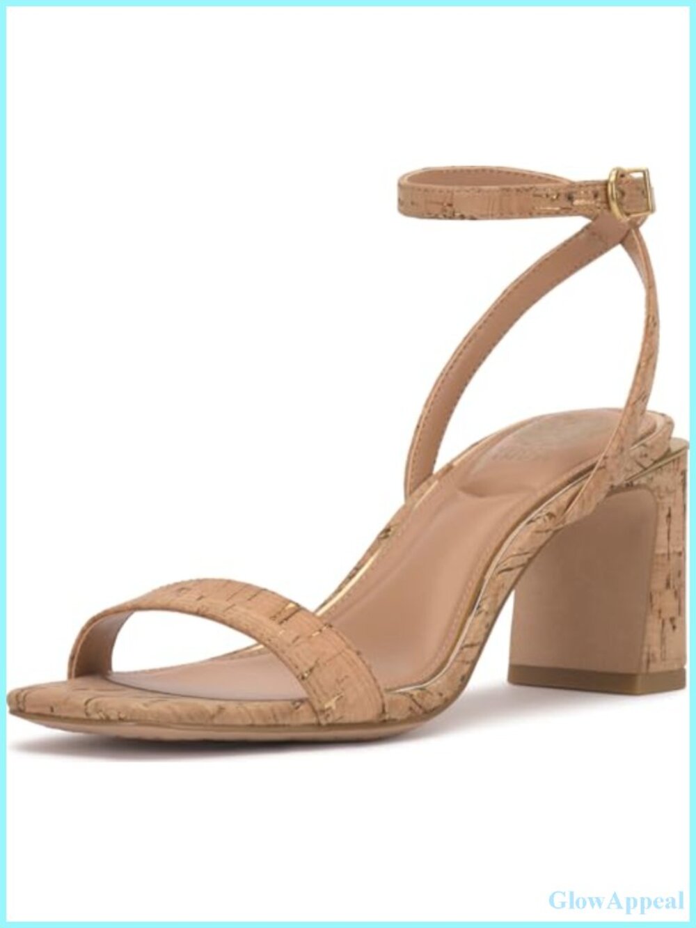 Block Heel Ankle Strap High Heel Sandals Open Square Toe Buckle Closure